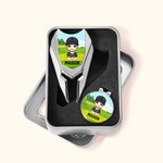 Personalized Cartoon Character Name Magnetic Divot Repair Tool Ball Marker Set Hat Clip with Case Golf Accessory Birthday Gift for Golf Lover