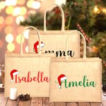 Sac en toile de jute réutilisable avec nom Cadeau d'anniversaire de Noël pour les enfants Amis