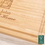 Personalized Engraved Name Heart House Map FSC Bamboo Charcuterie Cutting Board with Juice Groove Wedding Housewarming Gift for Couple Family