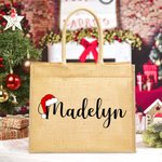 Sac en toile de jute réutilisable avec nom Cadeau d'anniversaire de Noël pour les enfants Amis