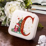 Boîte à bijoux de voyage en cuir personnalisée avec nom, anniversaire et cadeau de Noël pour la famille et les enfants.