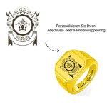 Personalisierter Wappen-Ring mit Familie Uni Logo und Text Gravur Geburtstag Vatertag Abschluss Siegelring Geschenk für Absolventen Herren Familie