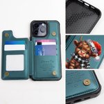 Personnalisé Nom Santa Hat Highland étui de téléphone à rabat en cuir de vache avec porte-cartes et blocage RFID Cadeau d'anniversaire et de Noël pour la famille et les amis