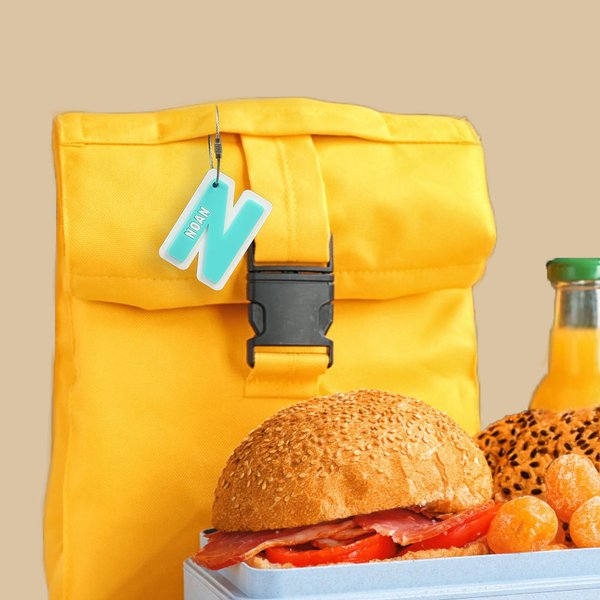 Personnalisé Acrylique Double Couche 3D Initiales Nom Daycare Lunch Bag Water Bottle Tag with Hanging Loop Back to School Gift for Boys Girls