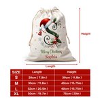 Personalized Bell Holly Santa Hat Initial Drawstring Canvas Gift Bag with Name and Text Christmas Party Gift for Family Kids