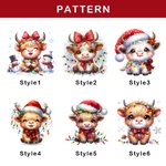 Personalised Cute Christmas Lights Highland Cow Double-sided Ceramic Ornament with Photo and Name Year Holiday Tree Decor Birthday Gift for Kids