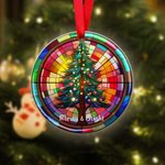 Personalisierte Glasmalerei Weihnachtsbaum Merry & Bright Keramik Ornament mit Text Vibrant Color Holiday Decor Religiöse Weihnachtsgeschenk für Familie
