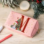 Sac de maquillage en cuir avec nom Cadeau de Noël pour la famille et les enfants