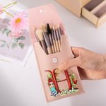 Personalisierte Holly Initial Santa Hut Make-up Pinsel Tasche mit 8 Pcs Make-up Pinsel Weihnachten Geschenk für Familie Freund