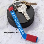 Porte-clés en Impression 3D Crosse de Hockey Personnalisé avec Texte Cadeau Anniversaire pour les Amateurs de Hockey Entraîneur
