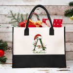 Sac à Main Personnalisé avec Nom et Lettre Accessoire de Voyage Courses Cadeau de Noël Anniversaire pour Amis Famille