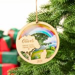 Personalisierte Regenbogenbrücke Hund Katze Design hölzerne gravierte hängende Ornament mit Namen und Jahr Weihnachten Gedenken Haustier Verlust Gesch