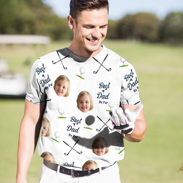 Collage di foto personalizzate 1-8 Miglior papà mamma da Par Maglietta da golf bianca divertente Accessori sportivi praticanti Regalo per giocatore ap