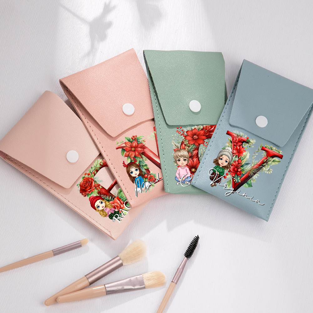 Sac de brosses de maquillage personnalisé avec 8 brosses de maquillage Cadeau de Noël pour la famille et les amis