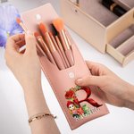 Personalisierte Holly Initial Santa Hut Make-up Pinsel Tasche mit 8 Pcs Make-up Pinsel Weihnachten Geschenk für Familie Freund