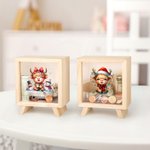 Tirelire en bois personnalisée Vache des Highlands avec bonnet de Père Noël Cadeau de Noël pour garçons filles