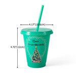 Personalized Reusable Christmas Tree Design 16oz Cup with Straw and Name Birthday Christmas Eve Box Gift for Kids