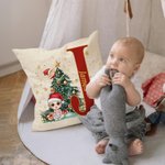 Housse de coussin personnalisée en forme d'arbre de Noël avec nom Décoration d'intérieur Anniversaire Cadeau de Noël pour la famille Enfants
