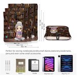 Personalized Cartoon Character Birth Flower Bookcase Book Sleeve Cover with Name Birthday Christmas Gift for Women Bookworm