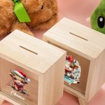 Tirelire en bois personnalisée Vache des Highlands avec bonnet de Père Noël Cadeau de Noël pour garçons filles