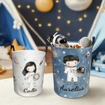 Panier de rangement pour le linge personnalisé avec nom Fusée spatiale OVNI Astronaute Cadeau d'anniversaire pour garçon fille