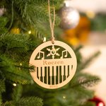 Personalized Piano Snowflake Christmas Wood Ornament Gift Tag with Name and Year Holiday Party Favors Hanging Tree Decor Gift for Family