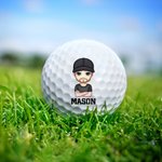 Balle de Golf Personnalisée avec Personnage de Dessin Animé et Nom Cadeau d'Anniversaire Fête des Pères pour Amateurs de Golf