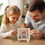 Tirelire en bois personnalisée Vache des Highlands avec bonnet de Père Noël Cadeau de Noël pour garçons filles