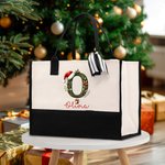 Sac à Main Personnalisé avec Nom et Lettre Accessoire de Voyage Courses Cadeau de Noël Anniversaire pour Amis Famille