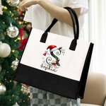 Sac à Main Personnalisé avec Nom et Lettre Accessoire de Voyage Courses Cadeau de Noël Anniversaire pour Amis Famille
