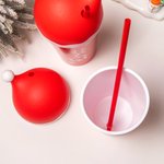 Personalised Christmas Snow Sweets Cane Name 20oz Cup with Matching Santa Hat Lid and Straw Christmas Eve Box Fillers Holiday Party Gift for Family