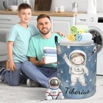 Panier de rangement pour le linge personnalisé avec nom Fusée spatiale OVNI Astronaute Cadeau d'anniversaire pour garçon fille
