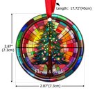 Personalisierte Glasmalerei Weihnachtsbaum Merry & Bright Keramik Ornament mit Text Vibrant Color Holiday Decor Religiöse Weihnachtsgeschenk für Familie