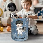 Panier de rangement pour le linge personnalisé avec nom Fusée spatiale OVNI Astronaute Cadeau d'anniversaire pour garçon fille