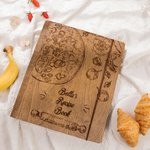 Livre de Recettes en Bois Personnalisé avec Nom et Texte Livre de Cuisine Journal Cadeau de Noël Anniversaire pour Famille Ami Cuisinier