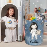 Panier de rangement pour le linge personnalisé avec nom Fusée spatiale OVNI Astronaute Cadeau d'anniversaire pour garçon fille