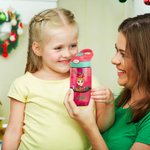 Henkilökohtainen söpö sarjakuvahahmo 16oz lapsen vesipullo, jossa on nimi ja silikoni olki päivittäinen käyttö joululahja pojille tytöille