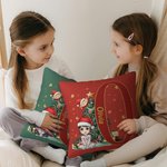 Housse de coussin personnalisée en forme d'arbre de Noël avec nom Décoration d'intérieur Anniversaire Cadeau de Noël pour la famille Enfants