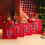 Personalised Bow Nutcracker Red Reusable Jute Tote Bag with Name Birthday Christmas Party Gift for Friend Family