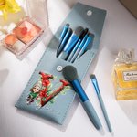 Personalisierte Holly Initial Santa Hut Make-up Pinsel Tasche mit 8 Pcs Make-up Pinsel Weihnachten Geschenk für Familie Freund