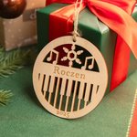 Personalized Piano Snowflake Christmas Wood Ornament Gift Tag with Name and Year Holiday Party Favors Hanging Tree Decor Gift for Family