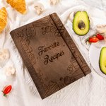 Livre de Recettes en Bois Personnalisé avec Nom et Texte Livre de Cuisine Journal Cadeau de Noël Anniversaire pour Famille Ami Cuisinier