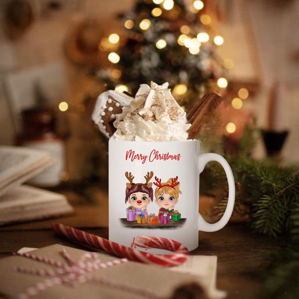 Personalized Merry Christmas Cartoon Character 11oz Ceramic Coffee Mug with Name Birthday Christmas Party Gift for Kids Family
