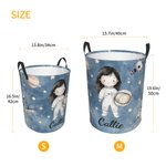 Panier de rangement pour le linge personnalisé avec nom Fusée spatiale OVNI Astronaute Cadeau d'anniversaire pour garçon fille