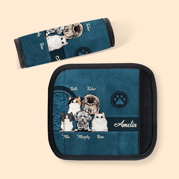 Personalisierte niedliche Pfote Hund Katze Gepäck Griff Wraps mit Namen und Kontaktkarte Set von Reise-Accessoires Geschenk für Tierliebhaber