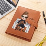Personalizado Cartoon Character A5 Sketch 50 Sheets Leather Cover Notebook with Name and Storage Pocket Birthday Anniversary Gift for Painting Lovers