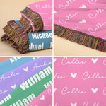 Gepersonaliseerde Multi-color Woordwolk Zachte Gerafelde Deken met Namen Gezellig Home Decor Verjaardag Kerstcadeau voor Kind Familie