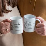 Mug personnalisé Nom Définition Naissance Fleur avec Nom Anniversaire Appréciation Cadeau pour Amis Femmes