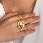 Collier de pierres de naissance unisexe avec croix à plusieurs noms et pendentifs en forme de cercle Gravé Bijoux de foi Anniversaire Baptême Cadeau d