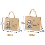 Personalisierte Niedliche Cartoon-Figur Geburtsblumenstrauß Jute Tragetasche mit Namen Weihnachten Geburtstag Geschenk für Damen Mädchen